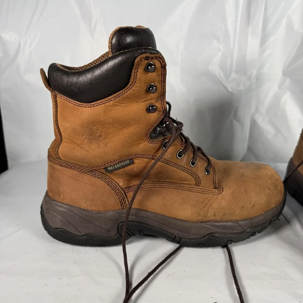 Chippewa Boots Mens 8 Brown Waterproof Work Leather Upper Balance Safety Toe